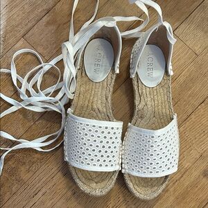 J. Crew White Lace-Up Espadrilles eyelet size 7
